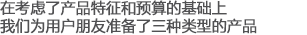 以產(chǎn)品特征和預(yù)算為基礎(chǔ)，我們?yōu)橛脩襞笥褱?zhǔn)備了三種類型的產(chǎn)品